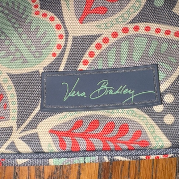 Vera Bradley Durable Nylon Crossbody Bag Purse Gray Orange Green Floral Paisley - Picture 5 of 6